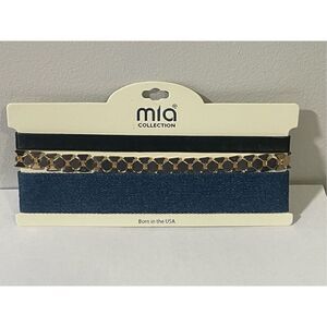 Mia Collection Chokers Gold, Black and Blue Denim